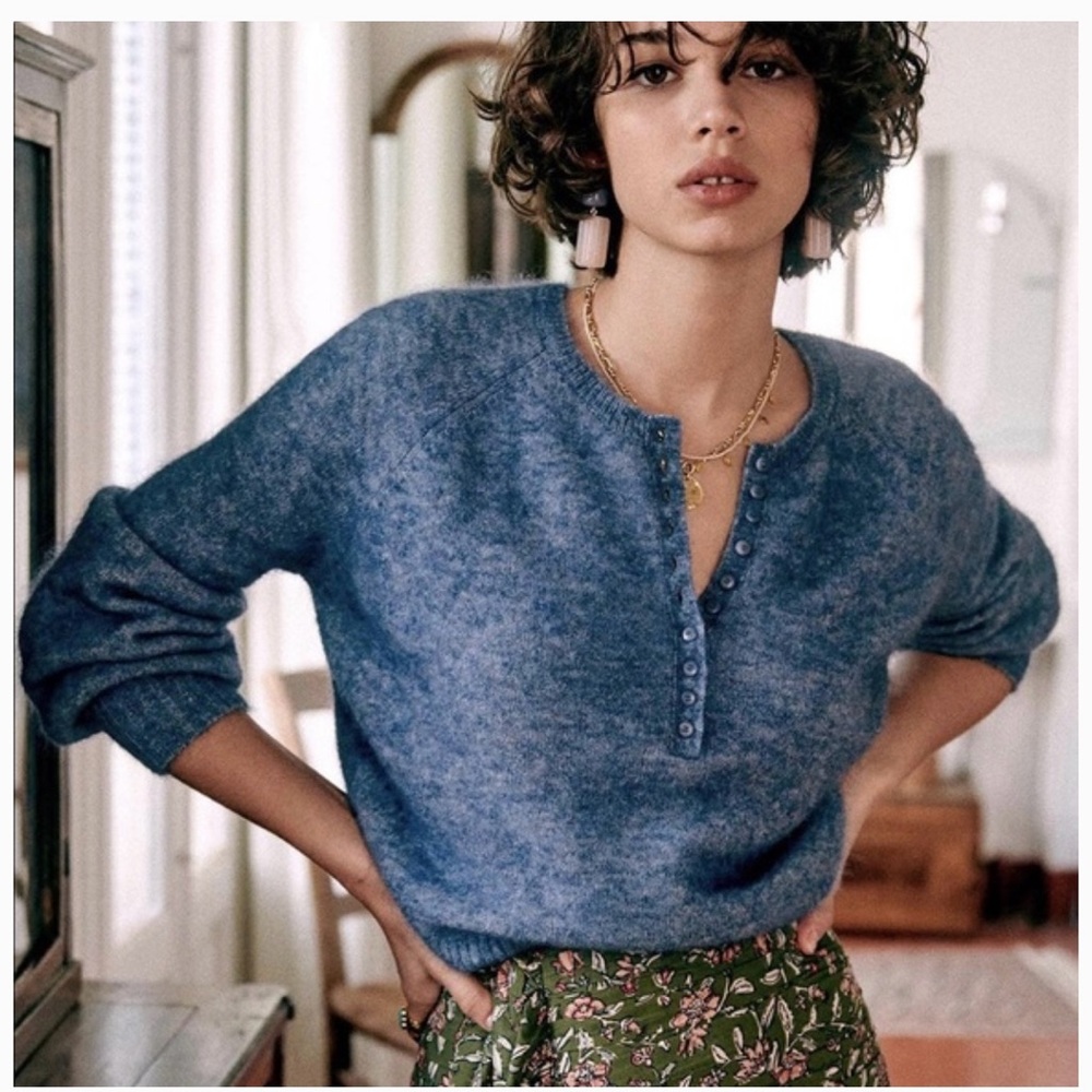 Sézane Leon vintage blue sweater jumper